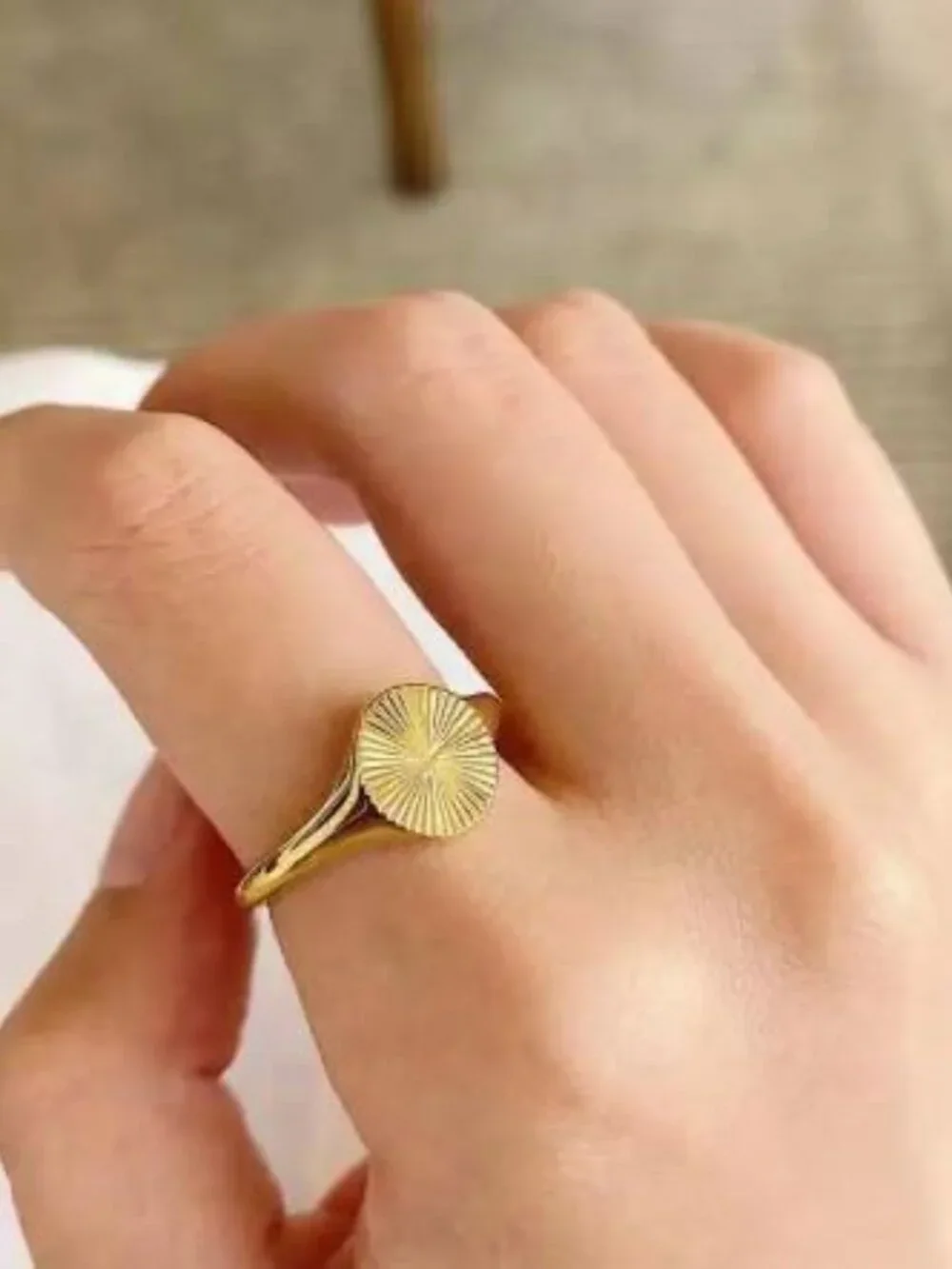 Sunshine Burst Ring 18K Gold Plated Stainless Steel Rings for Women Dainty